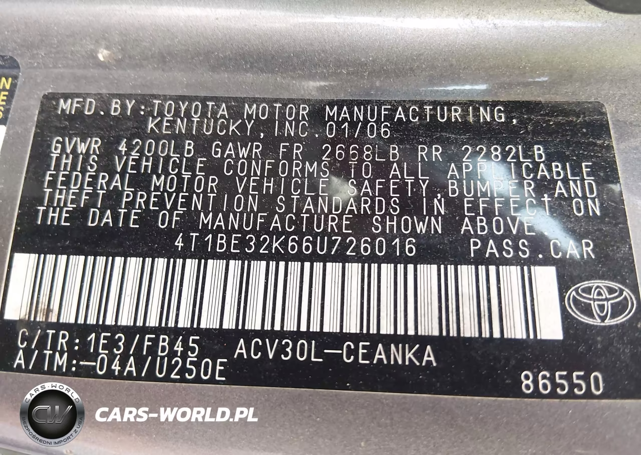 2006 Toyota Camry Le VIN:4T1BE32K66U726016 - 9