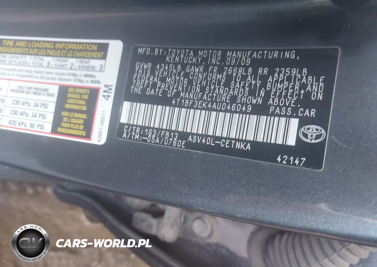 2010 Toyota Camry Le VIN:4T1BF3EK4AU046049 - 9