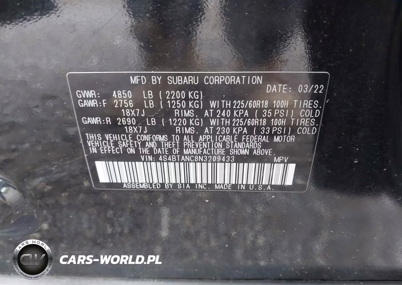 2022 Subaru Outback Limited VIN:4S4BTANC8N3209433 - 9