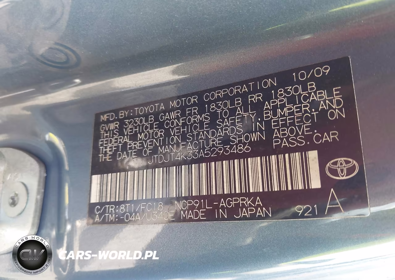 2010 Toyota Yaris VIN:JTDJT4K33A5293486 - 9