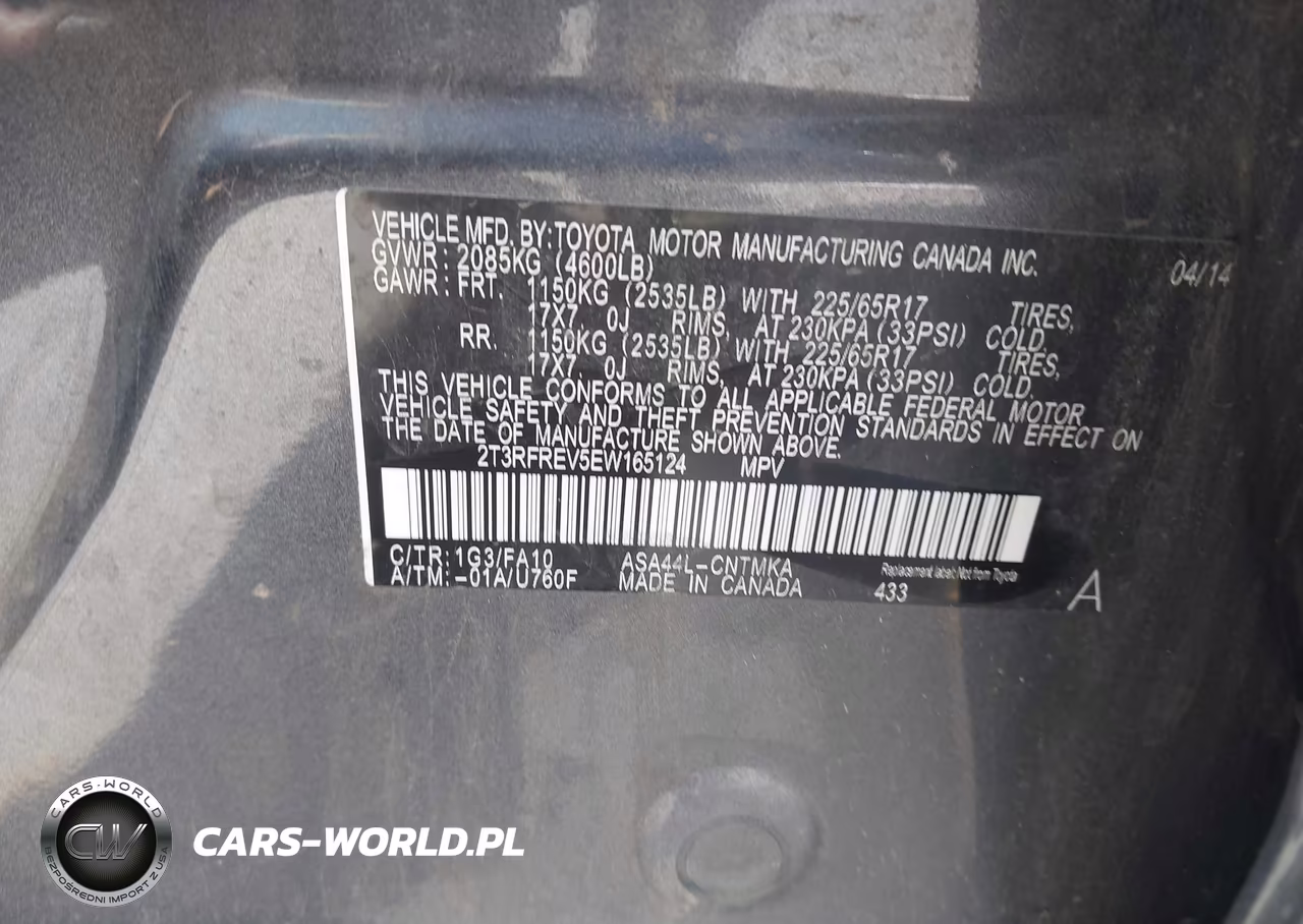 2014 Toyota Rav4 Xle VIN:2T3RFREV5EW165124 - 9