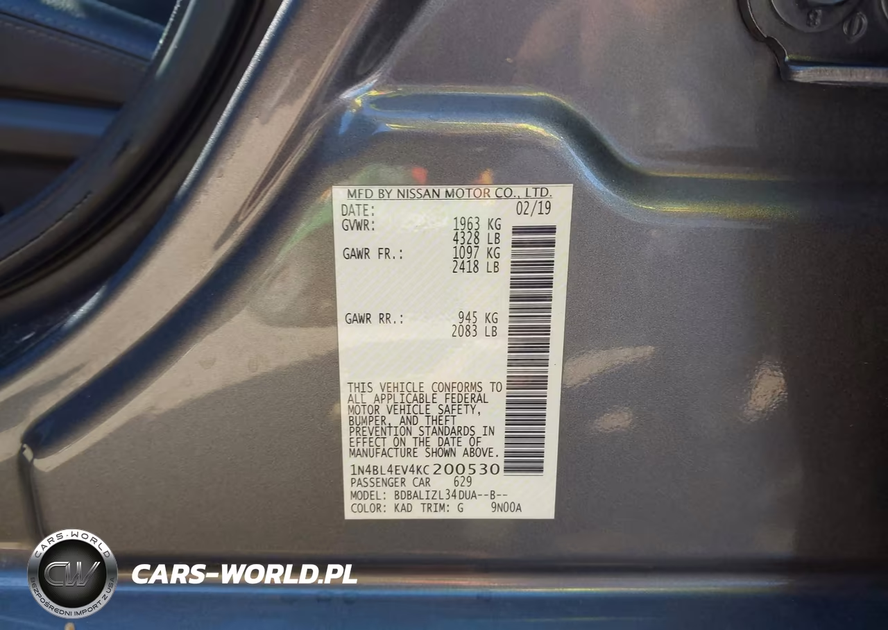 2019 Nissan Altima 2.5 Sl VIN:1N4BL4EV4KC200530 - 9