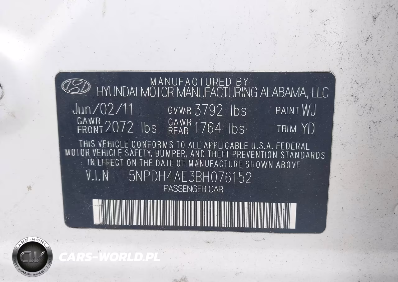2011 Hyundai Elantra Limited VIN:5NPDH4AE3BH076152 - 9