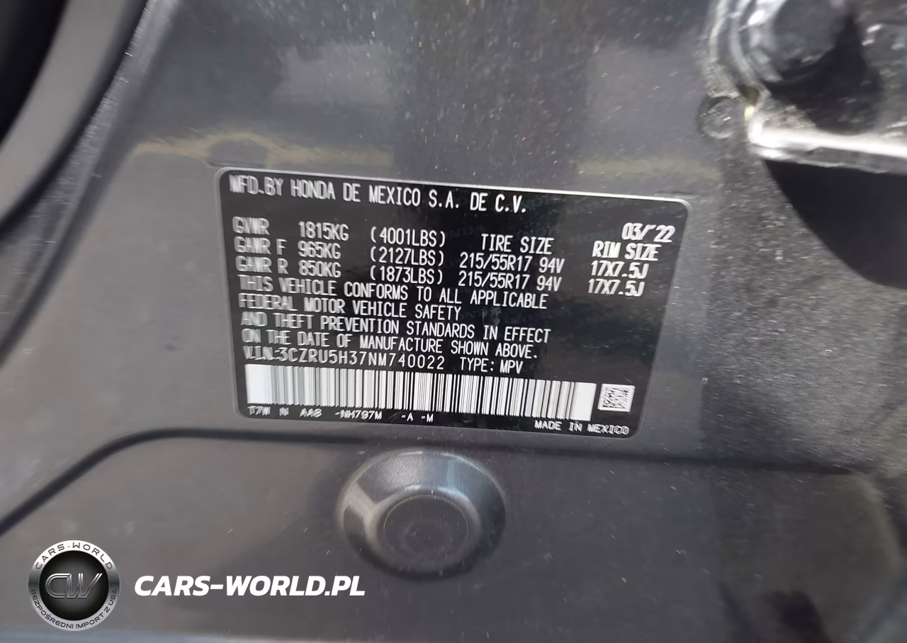 2022 Honda Hr-V 2Wd Lx VIN:3CZRU5H37NM740022 - 9