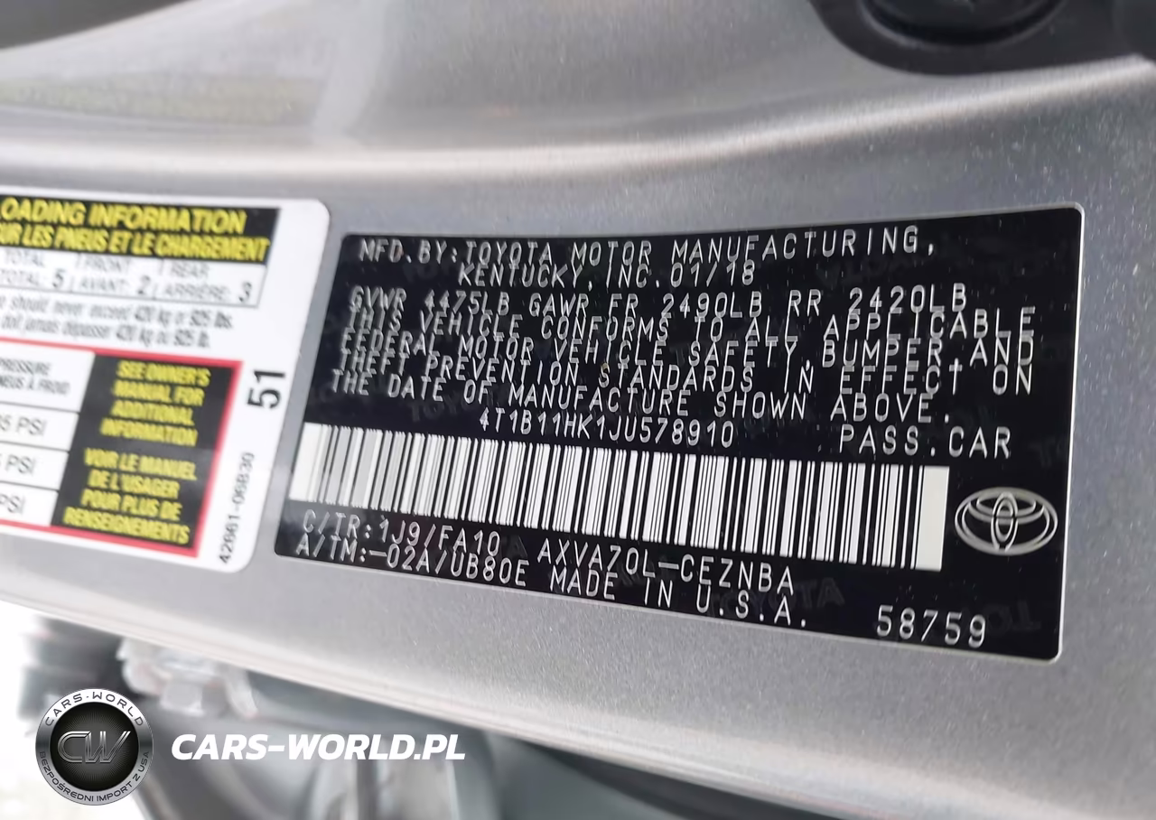 2018 Toyota Camry Le VIN:4T1B11HK1JU578910 - 9