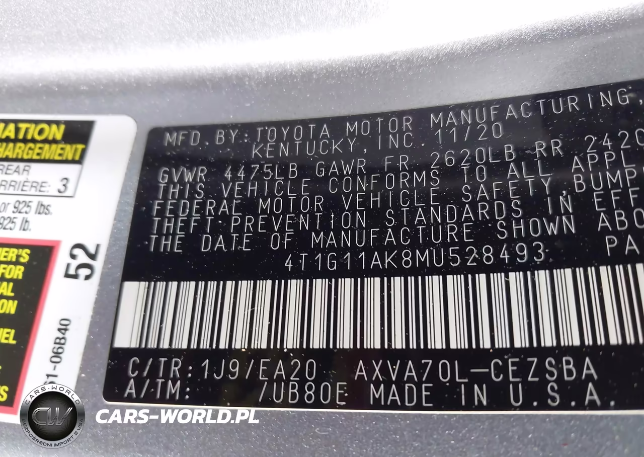 2021 Toyota Camry Se VIN:4T1G11AK8MU528493 - 9
