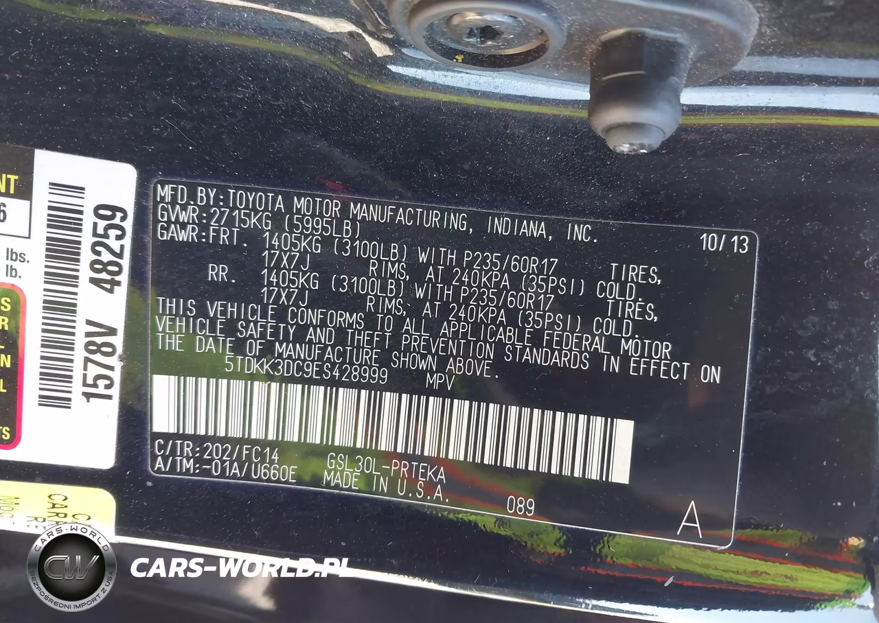 2014 Toyota Sienna Le V6 8 Passenger VIN:5TDKK3DC9ES428999 - 9