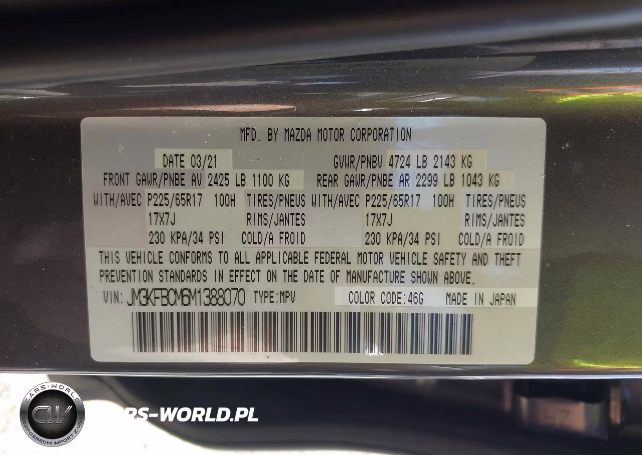 2021 Mazda Cx-5 Touring VIN:JM3KFBCM6M1388070 - 9