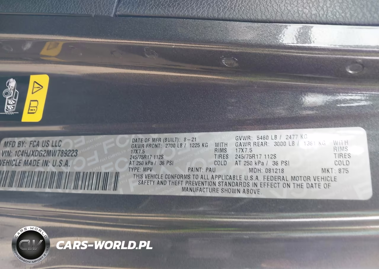 2021 Jeep Wrangler Unlimited Sport 4X4 VIN:1C4HJXDG2MW789223 - 9