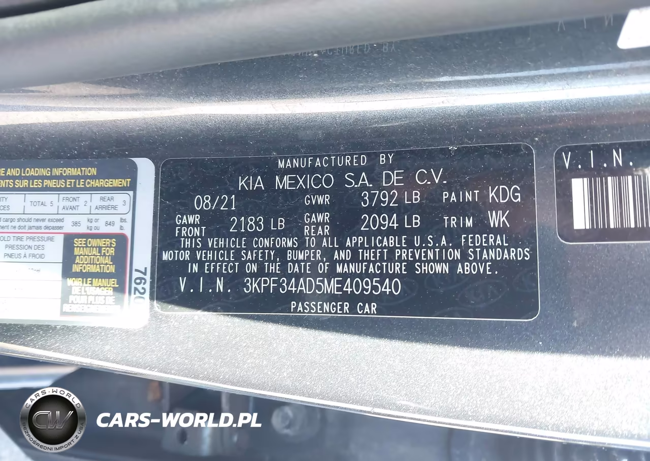 2021 Kia Forte Gt-Line VIN:3KPF34AD5ME409540 - 9