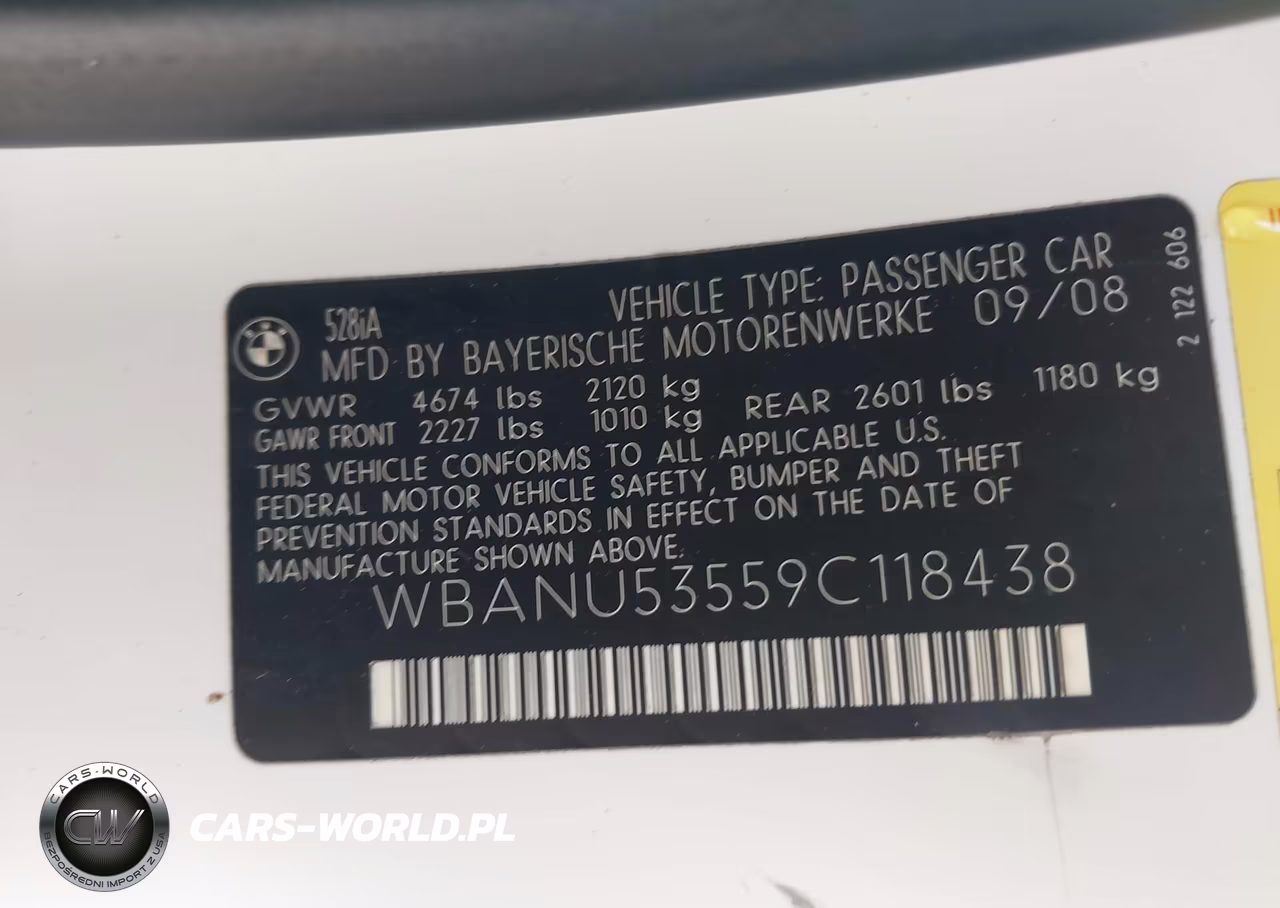 2009 BMW 528I VIN:WBANU53559C118438 - 9