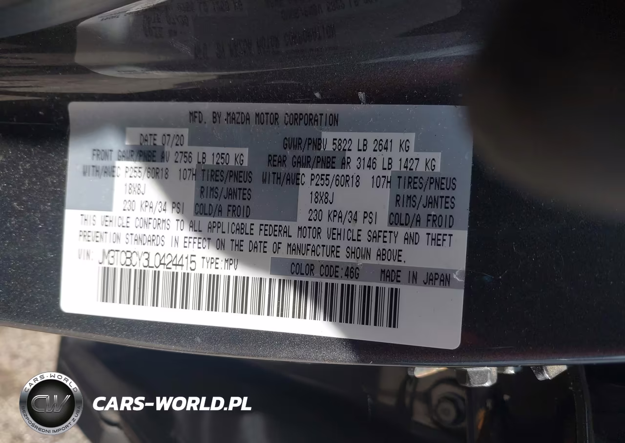 2020 Mazda Cx-9 Touring VIN:JM3TCBCY3L0424415 - 9