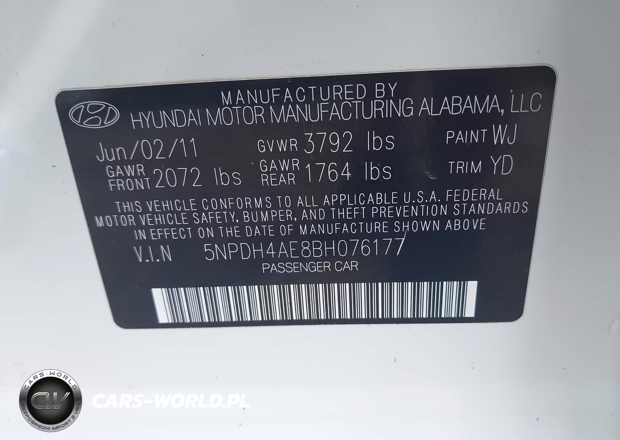 2011 Hyundai Elantra Limited VIN:5NPDH4AE8BH076177 - 9