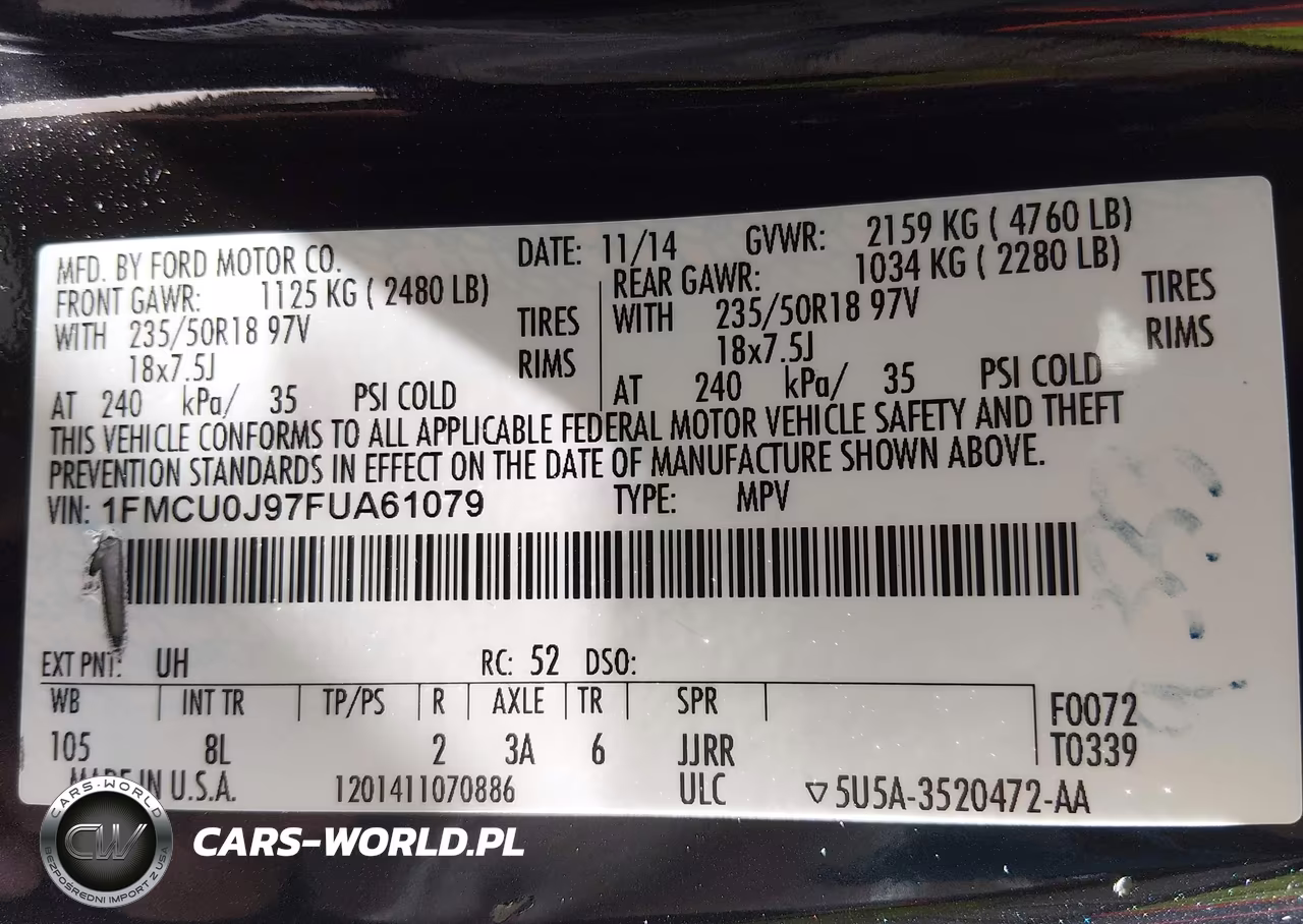 2015 Ford Escape Titanium VIN:1FMCU0J97FUA61079 - 9