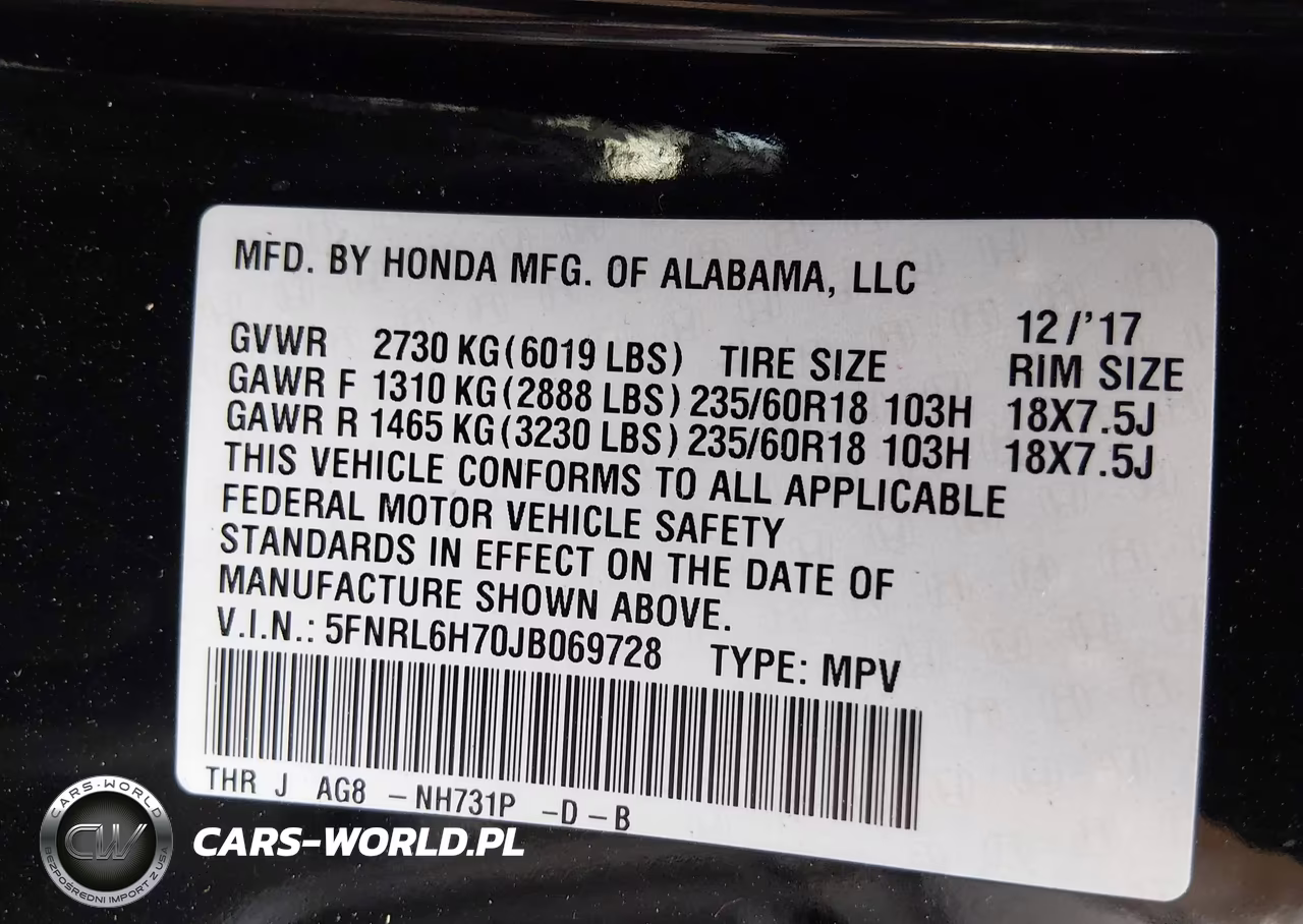 2018 Honda Odyssey Ex-L VIN:5FNRL6H70JB069728 - 9