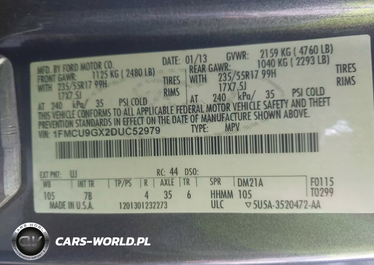 2013 Ford Escape Se VIN:1FMCU9GX2DUC52979 - 9
