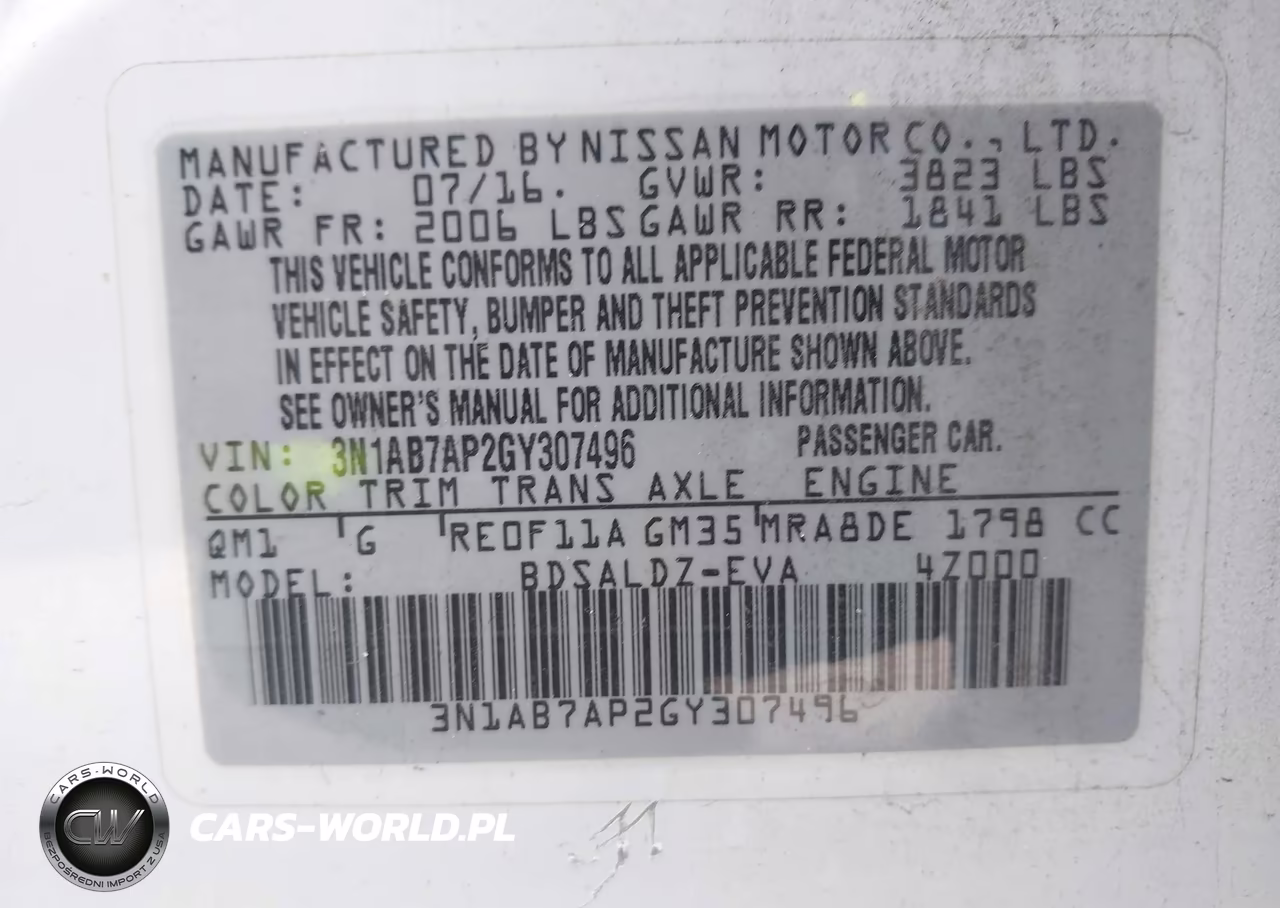 2016 Nissan Sentra Sv VIN:3N1AB7AP2GY307496 - 9