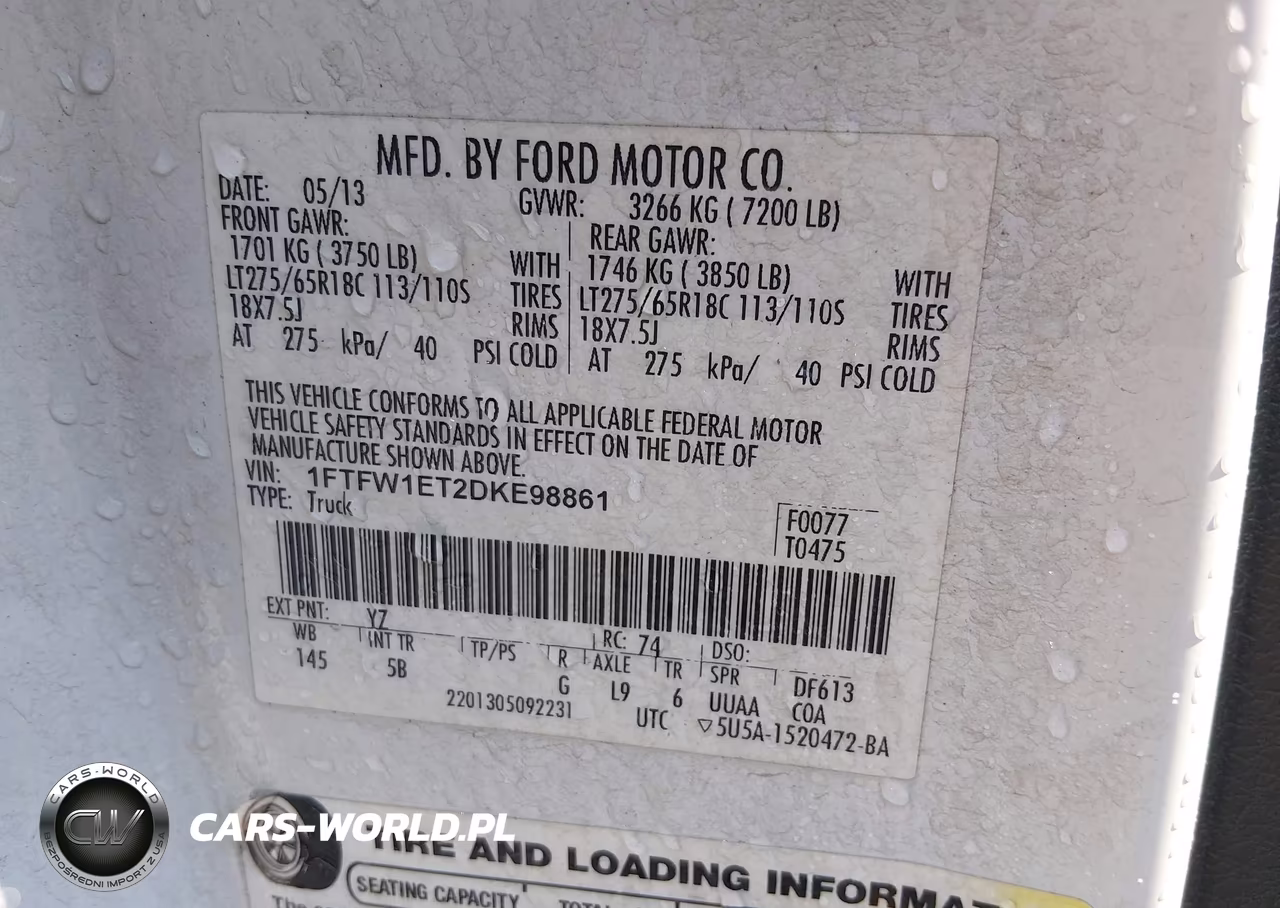 2013 Ford F-150 Fx4 VIN:1FTFW1ET2DKE98861 - 9