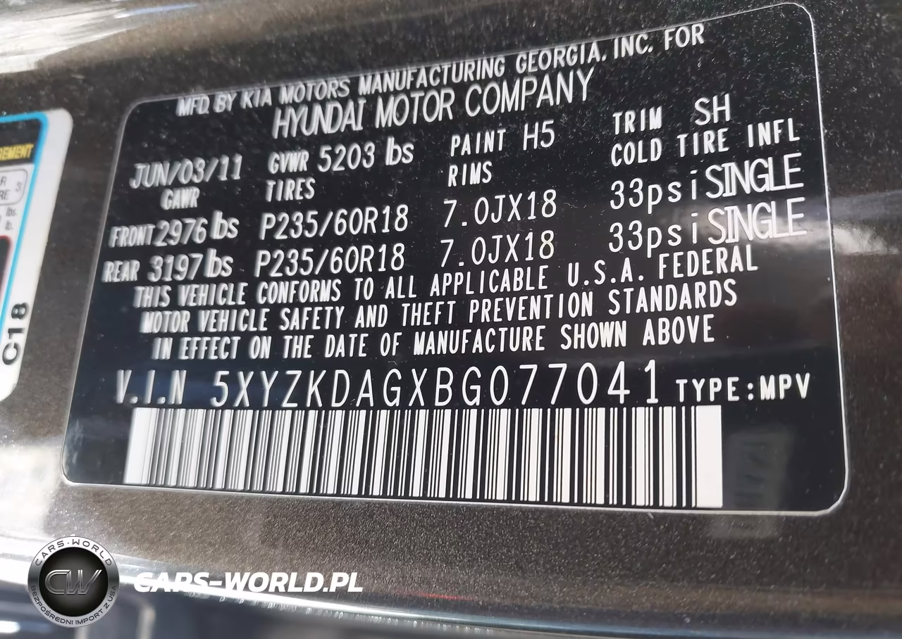 2011 Hyundai Santa Fe Limited V6 VIN:5XYZKDAGXBG077041 - 9