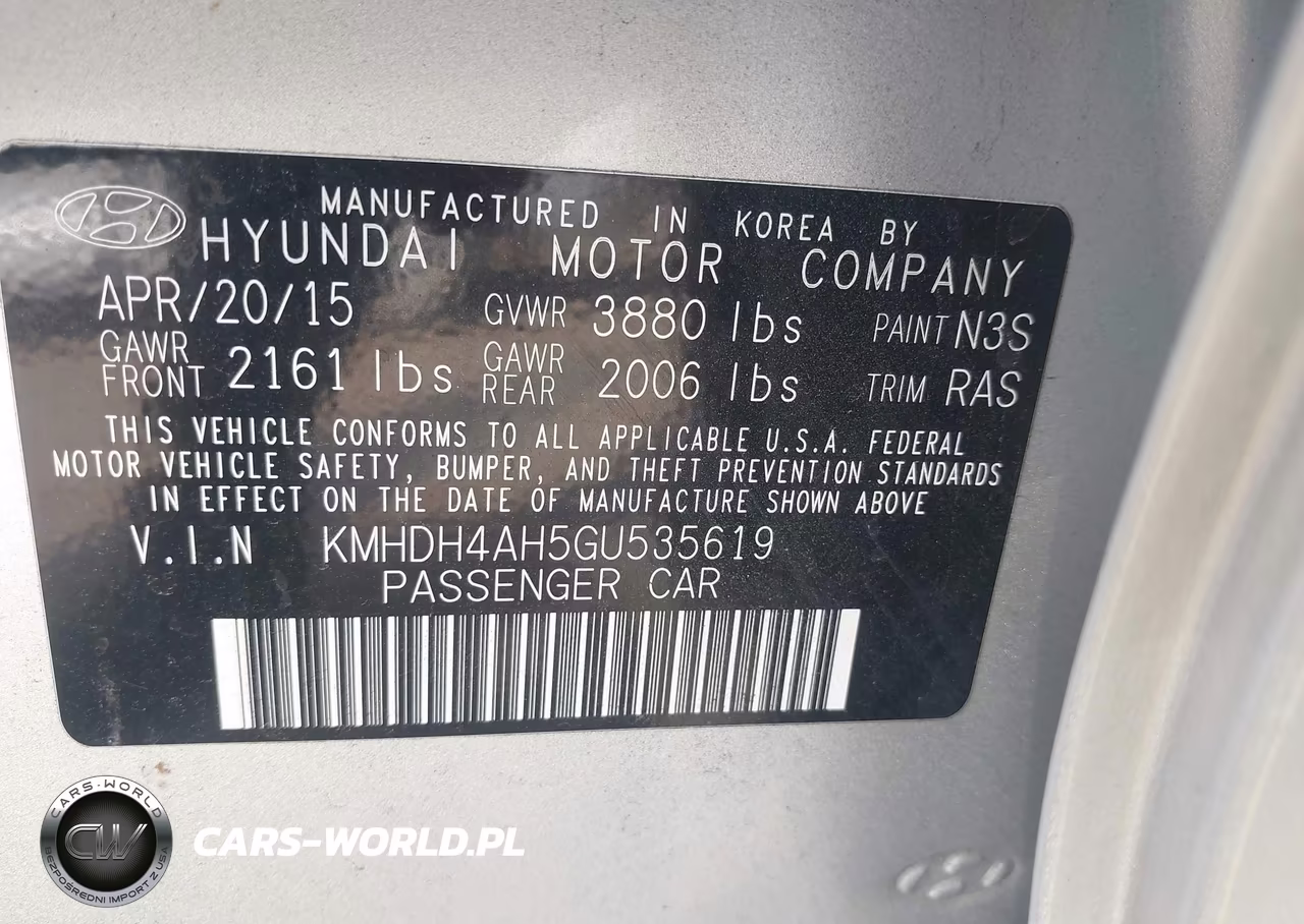 2016 Hyundai Elantra Sport VIN:KMHDH4AH5GU535619 - 9