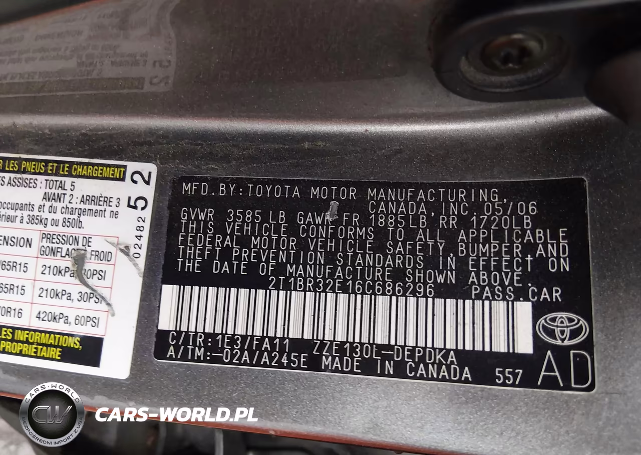 2006 Toyota Corolla Ce VIN:2T1BR32E16C686296 - 9