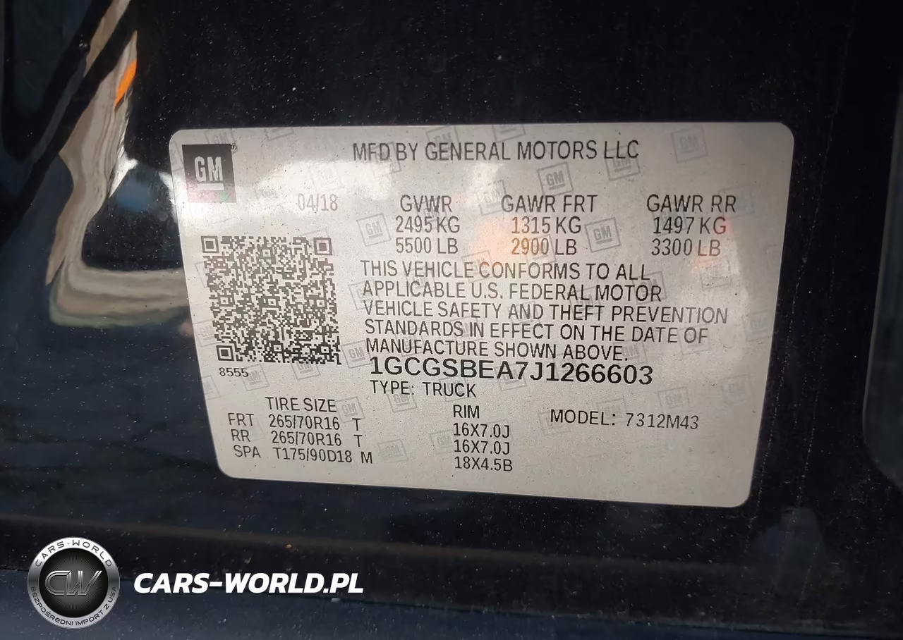 2018 Chevrolet Colorado Wt VIN:1GCGSBEA7J1266603 - 9