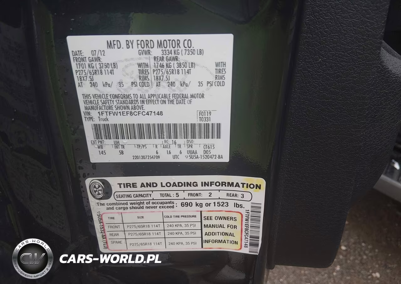 2012 Ford F-150 Fx4 VIN:1FTFW1EF8CFC47148 - 9