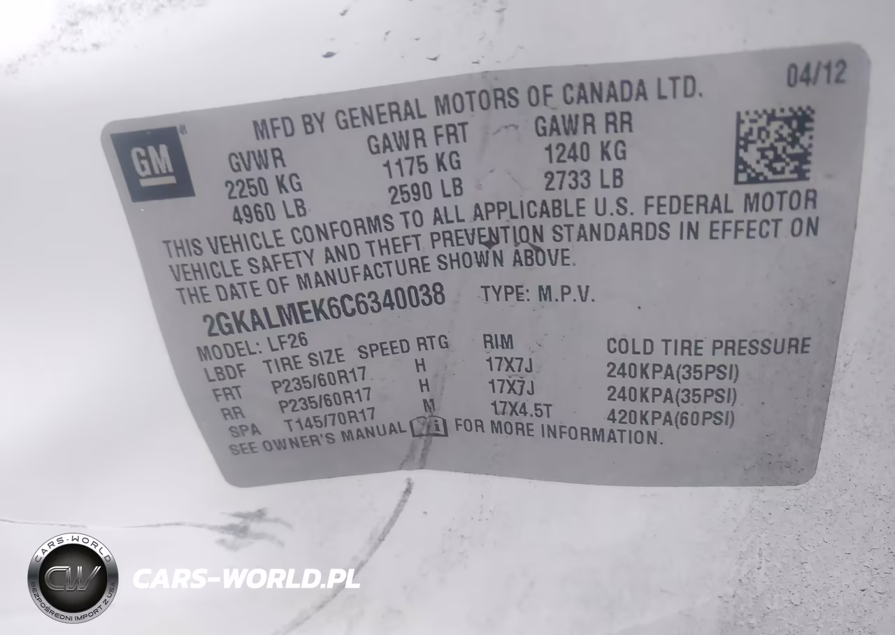 2012 GMC Terrain Sle-1 VIN:2GKALMEK6C6340038 - 9