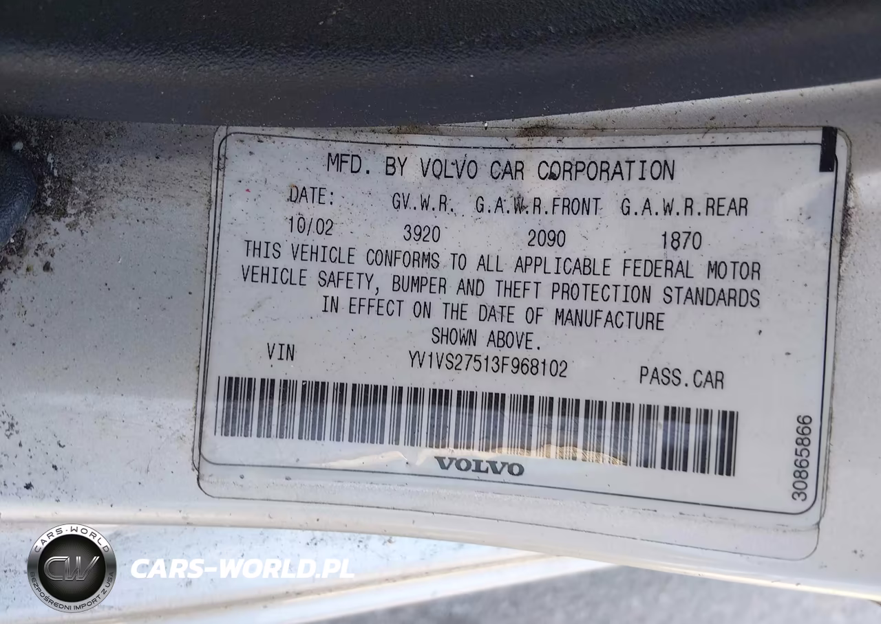 2003 Volvo S40 A VIN:YV1VS27513F968102 - 9