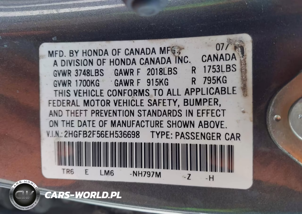 2014 Honda Civic Lx VIN:2HGFB2F56EH536698 - 9