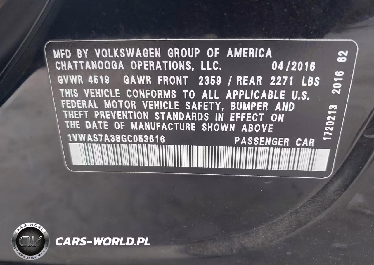 2016 Volkswagen Passat 1.8T S VIN:1VWAS7A38GC053616 - 9