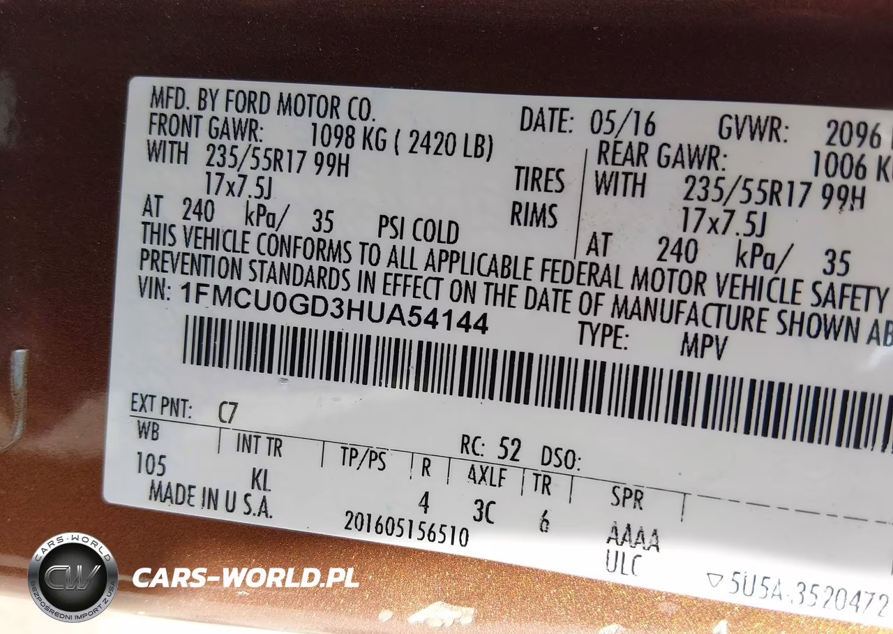 2017 Ford Escape Se VIN:1FMCU0GD3HUA54144 - 9