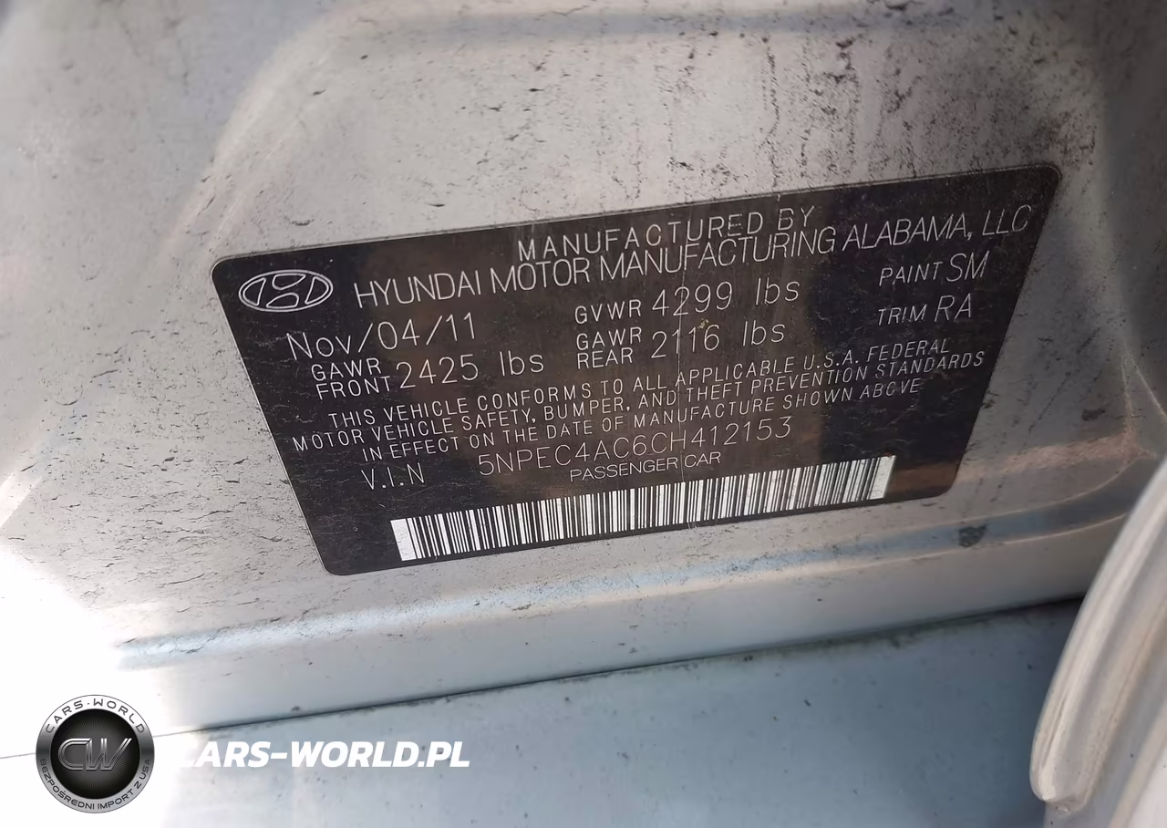 2012 Hyundai Sonata Se VIN:5NPEC4AC6CH412153 - 9