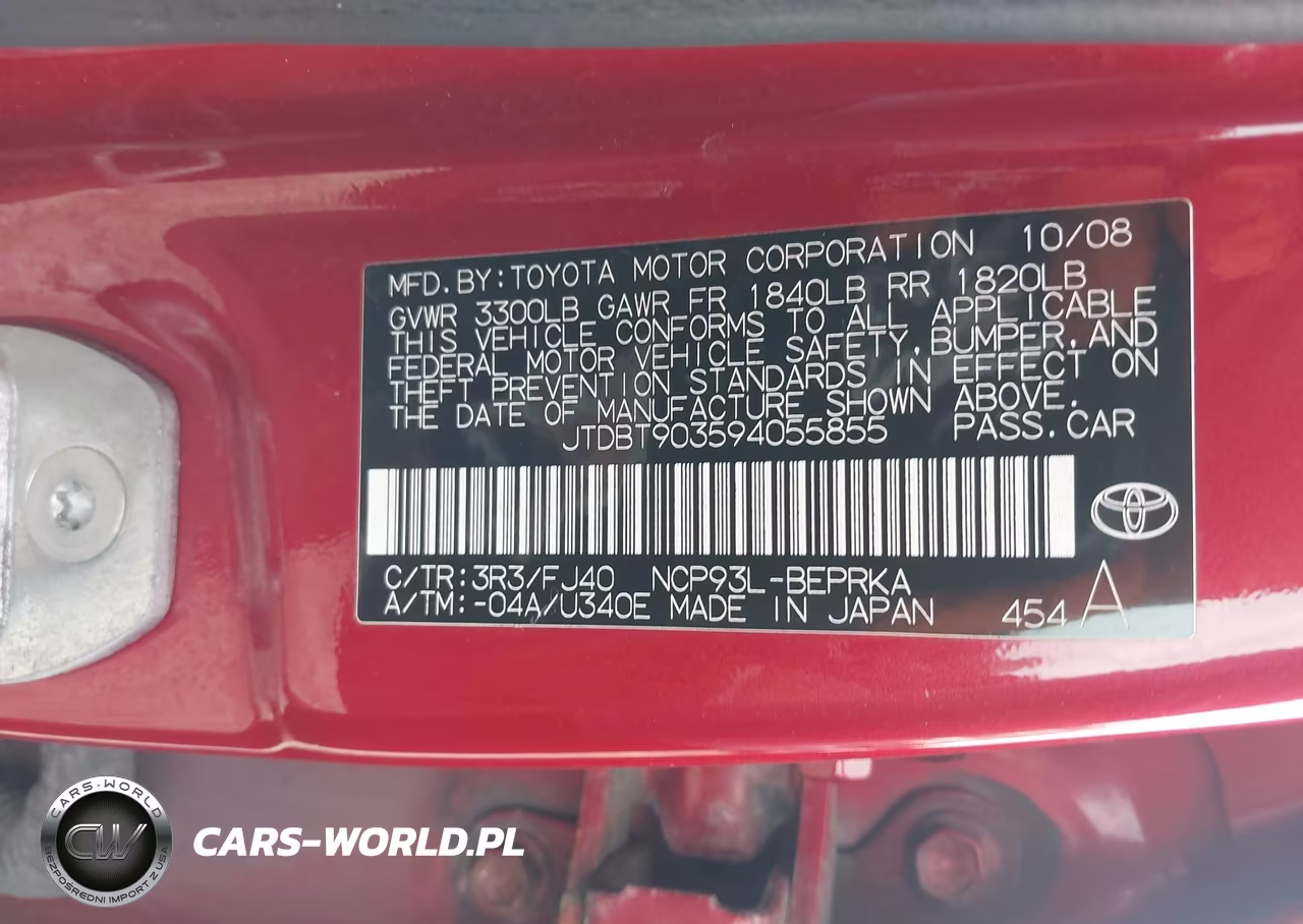 2009 Toyota Yaris VIN:JTDBT903594055855 - 9
