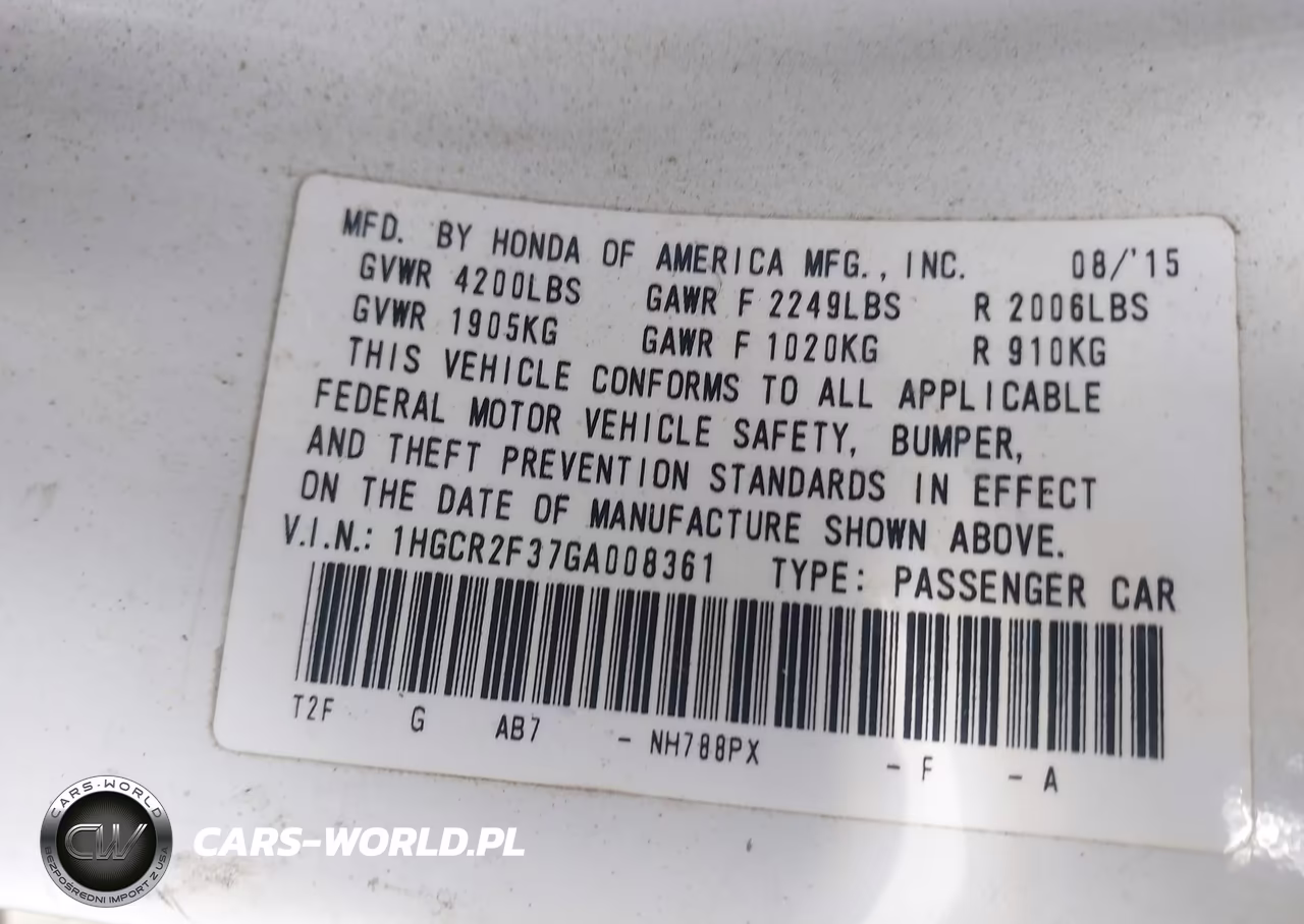 2016 Honda Accord Lx VIN:1HGCR2F37GA008361 - 9