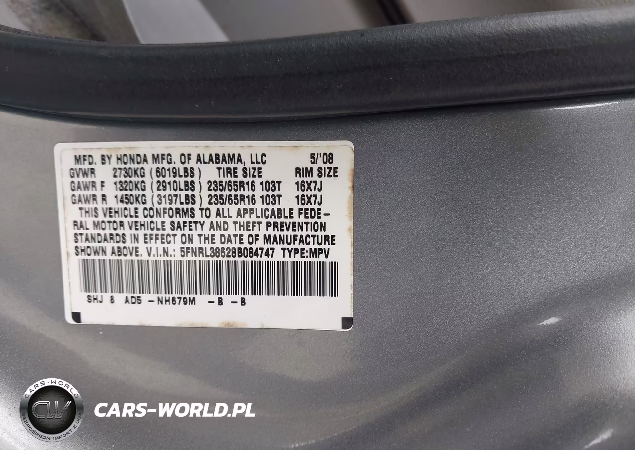 2008 Honda Odyssey Ex-L VIN:5FNRL38628B084747 - 9