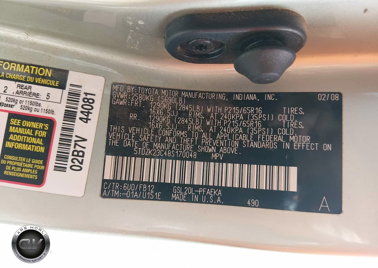 2008 Toyota Sienna Ce VIN:5TDZK23C48S170048 - 9
