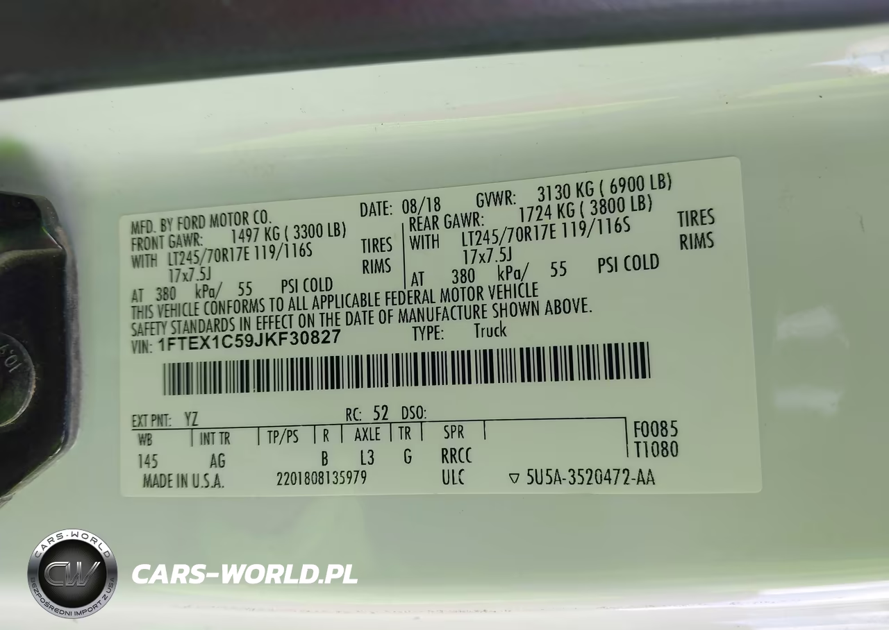 2018 Ford F-150 Xl VIN:1FTEX1C59JKF30827 - 9