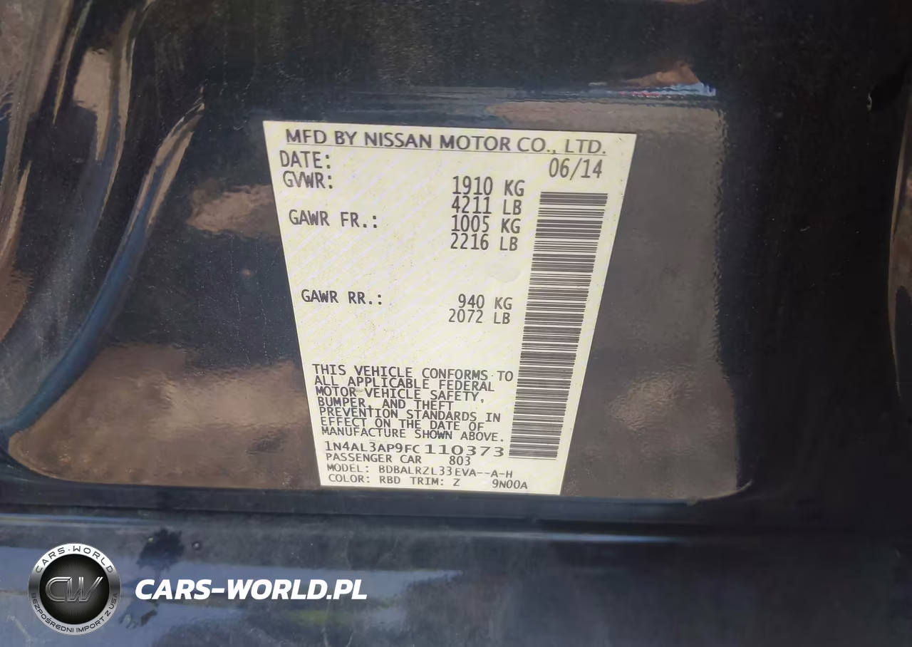 2015 Nissan Altima 2.5 Sl VIN:1N4AL3AP9FC110373 - 9