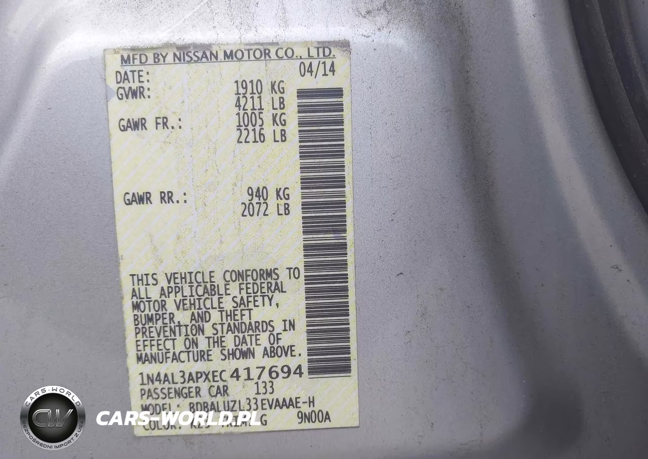 2014 Nissan Altima 2.5 Sv VIN:1N4AL3APXEC417694 - 9