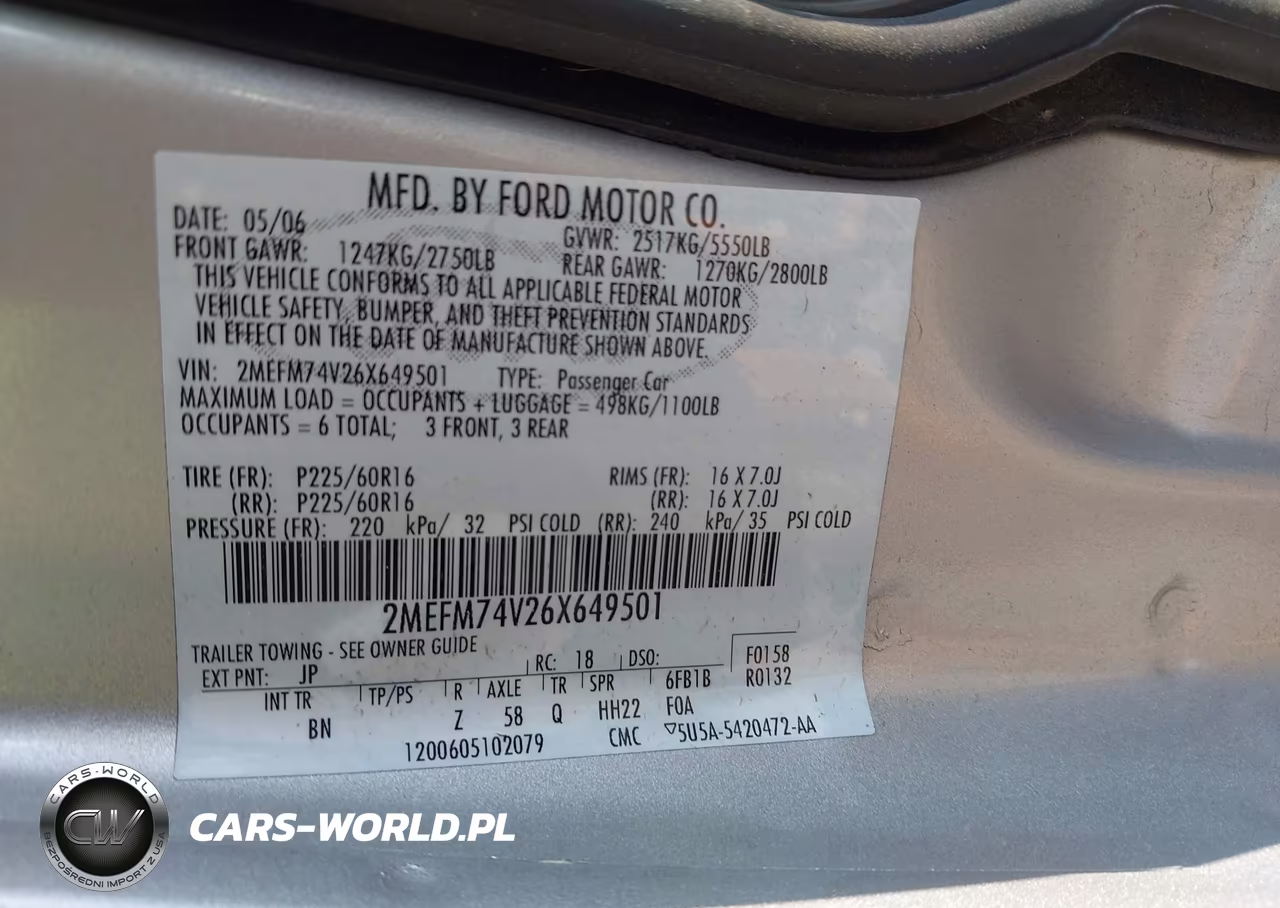 2006 Mercury Grand Marquis Gs VIN:2MEFM74V26X649501 - 9