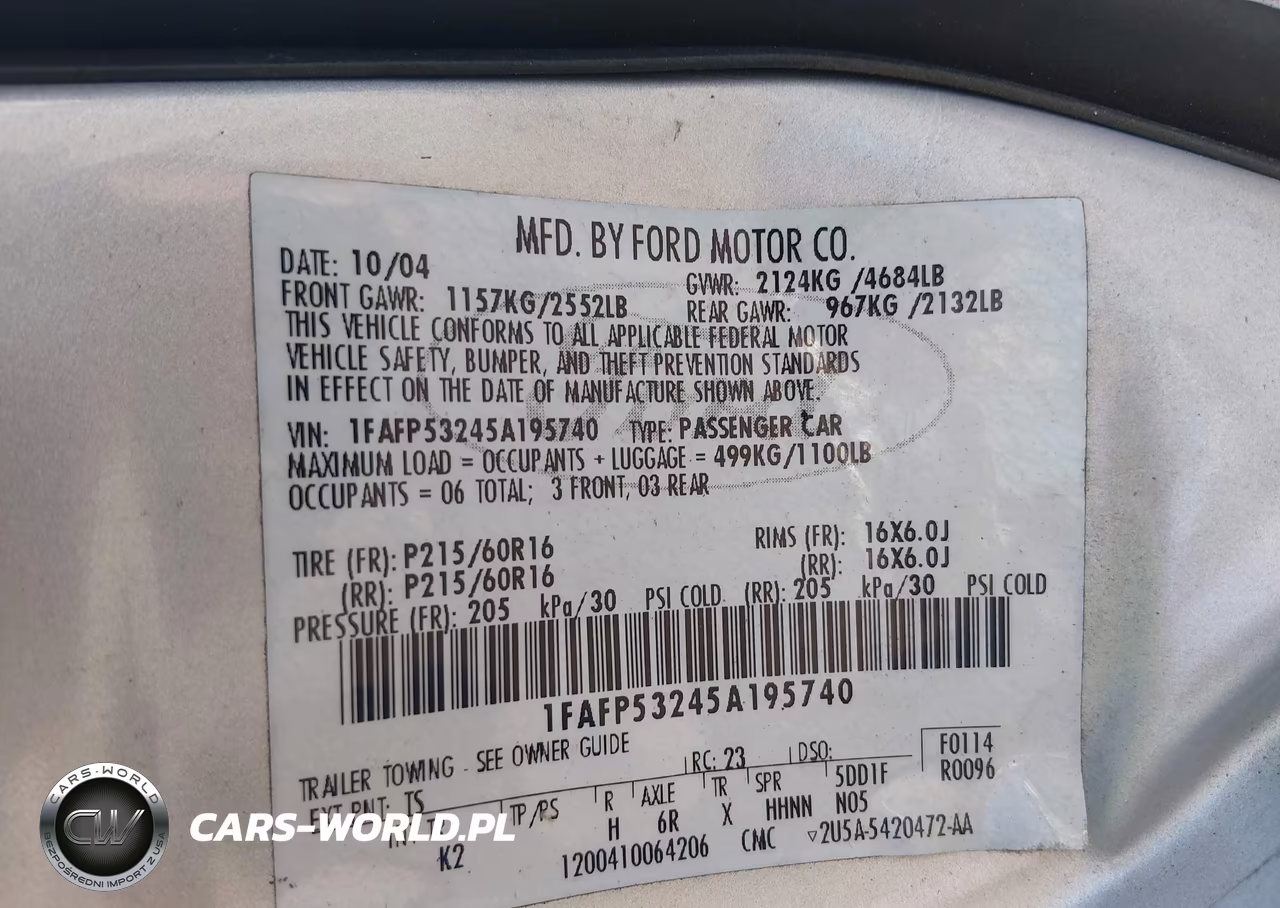 2005 Ford Taurus Se VIN:1FAFP53245A195740 - 9