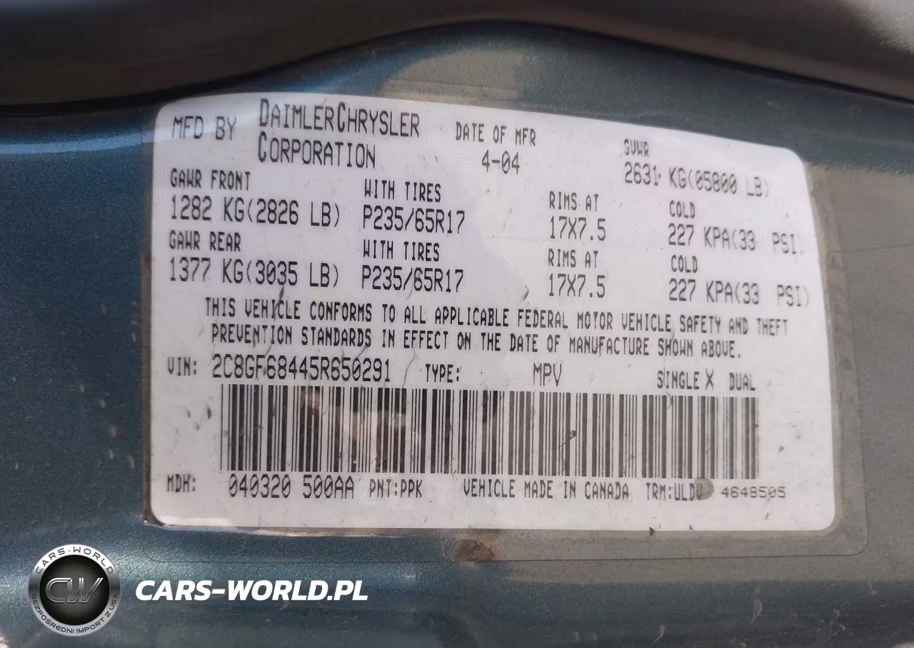 2005 Chrysler Pacifica Touring VIN:2C8GF68445R650291 - 9