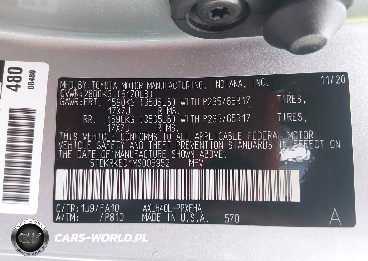 2021 Toyota Sienna Le VIN:5TDKRKEC1MS005952 - 9