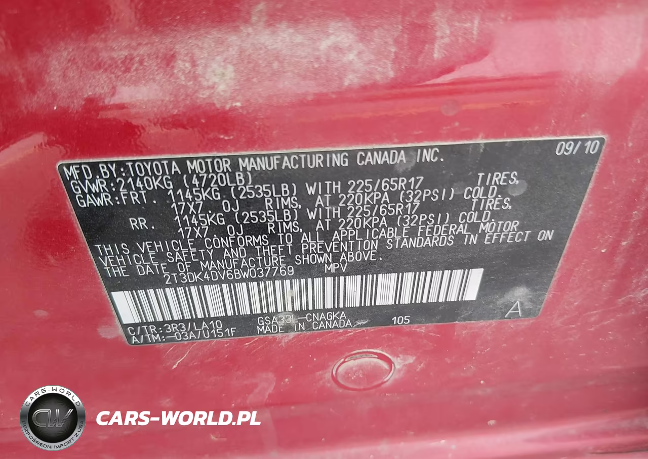 2011 Toyota Rav4 Limited V6 VIN:2T3DK4DV6BW037769 - 9