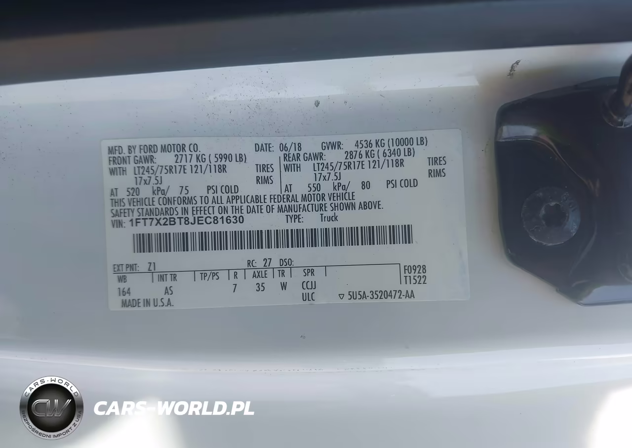 2018 Ford F-250 Xl VIN:1FT7X2BT8JEC81630 - 9