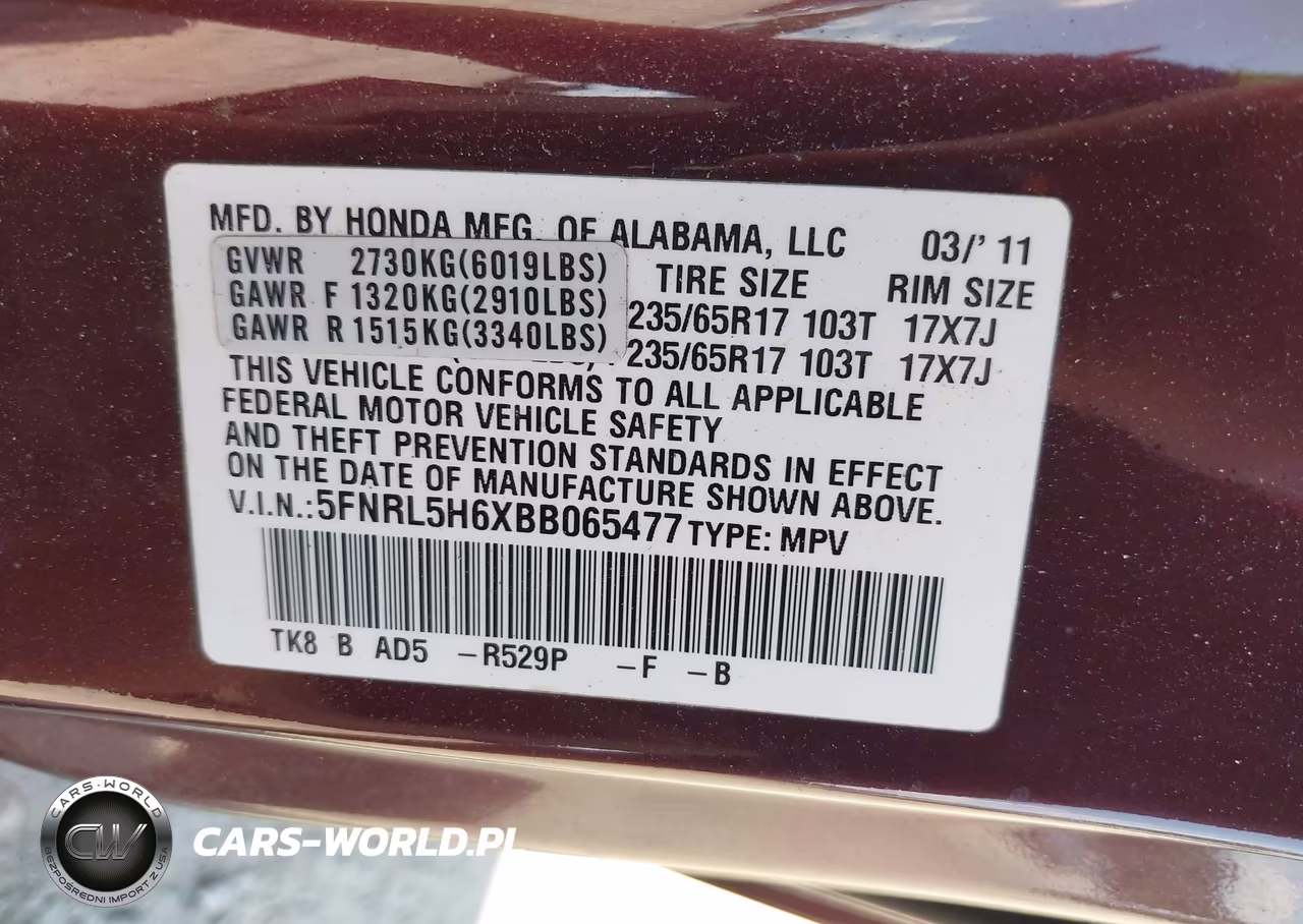 2011 Honda Odyssey Exl VIN:5FNRL5H6XBB065477 - 9