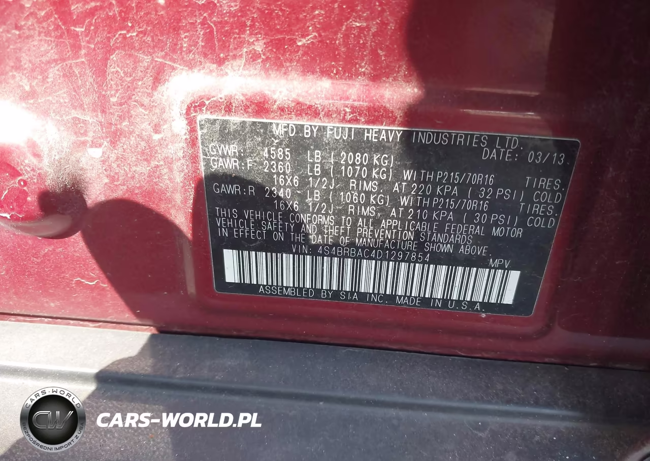 2013 Subaru Outback 2.5I VIN:4S4BRBAC4D1297854 - 9