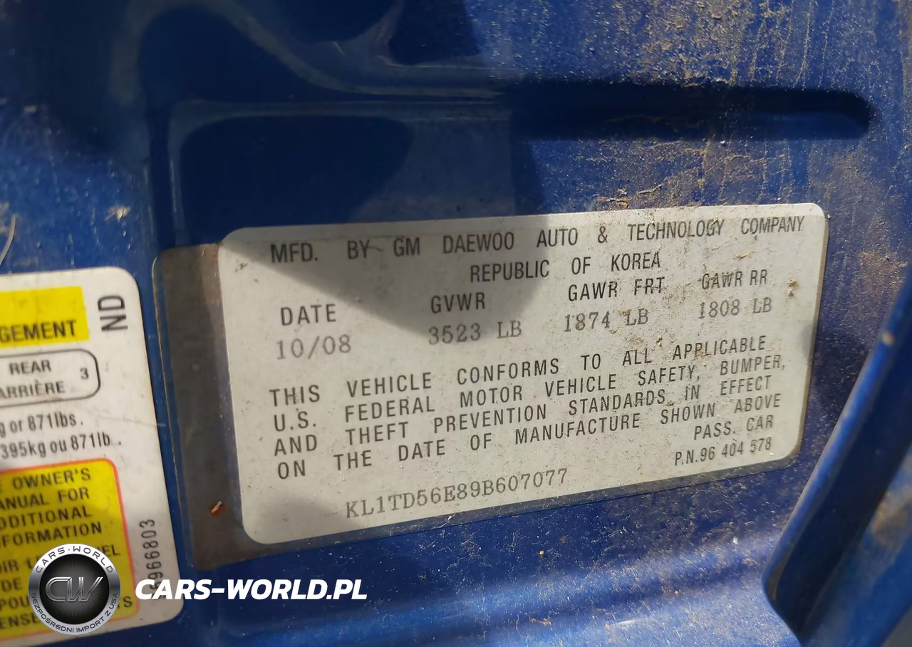 2009 Chevrolet Aveo Lt VIN:KL1TD56E89B607077 - 9