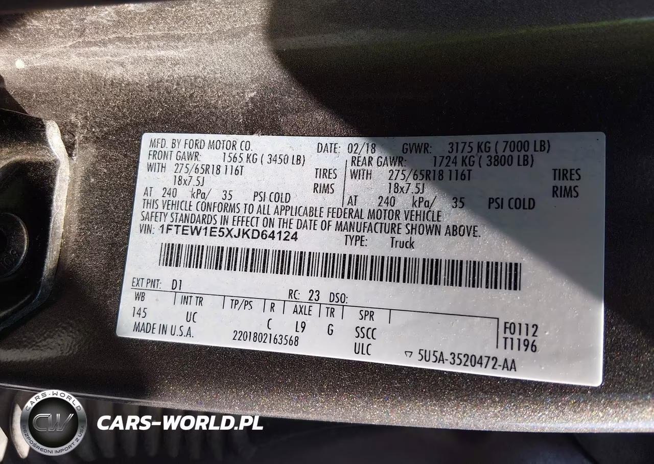2018 Ford F-150 Xlt VIN:1FTEW1E5XJKD64124 - 9